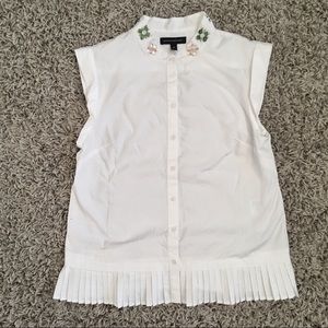Banana Republic jeweled beaded ruffle peplum shirt